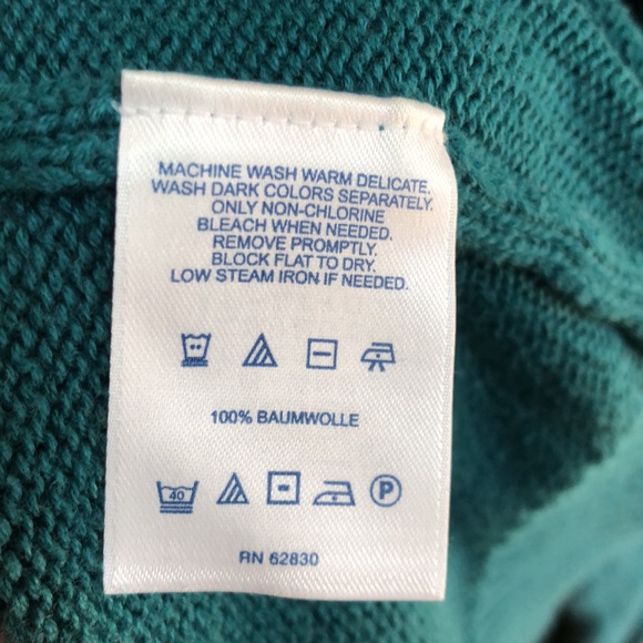 Mens Lands End XXL Drifter Sweater Crewneck Cotton Teal Blue - Picture 3 of 5
